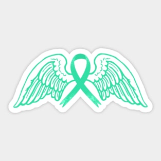 Teal Awareness Ribbon with Angel Wings Sticker